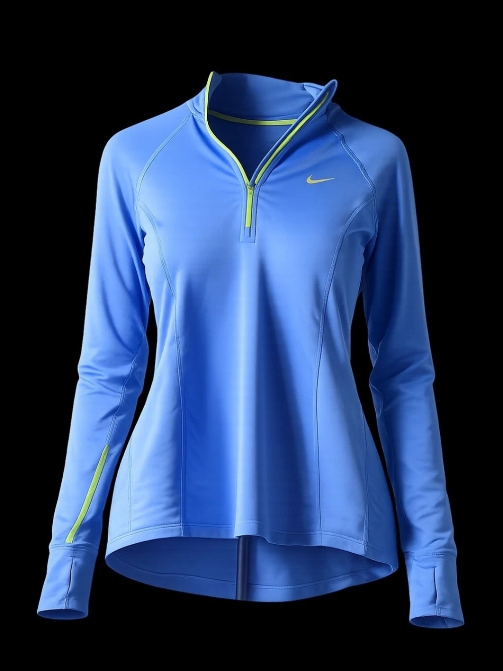 Nike Women's Light Blue Quarter-Zip Pullover with Lime Trim